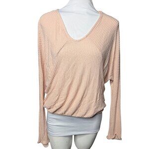 Anthro Pure + Good by anthropologie waffle knit thermal top pink Small